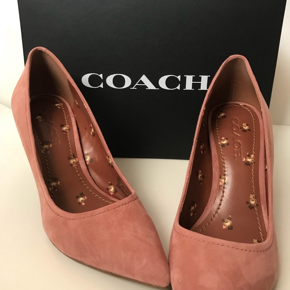 Pink Suede Coach Heels